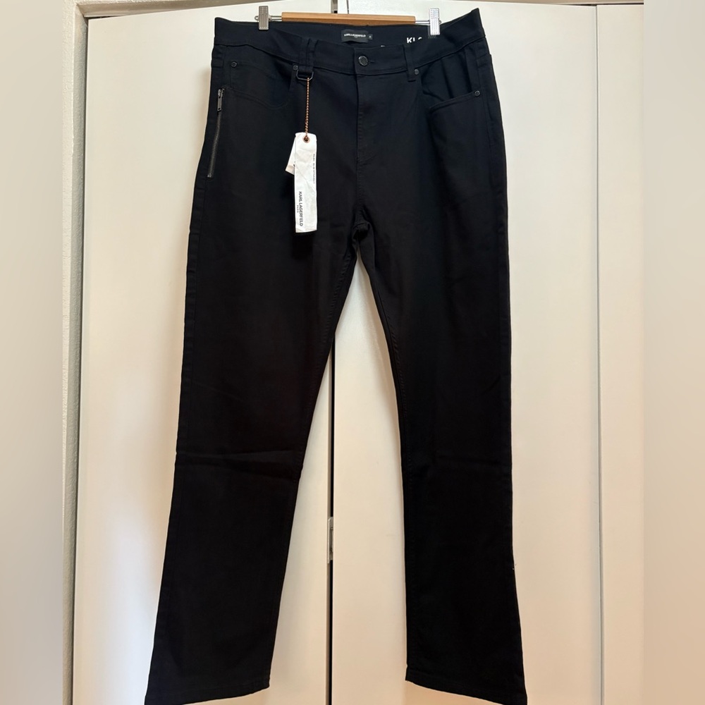 Karl Lagerfeld Men's Straight Slim Black Jeans